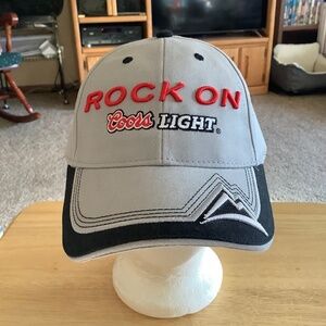 Vintage COORS LIGHT “Rock On” Embroidered BASEBALL Hat CAP Gray Adjustable BEER